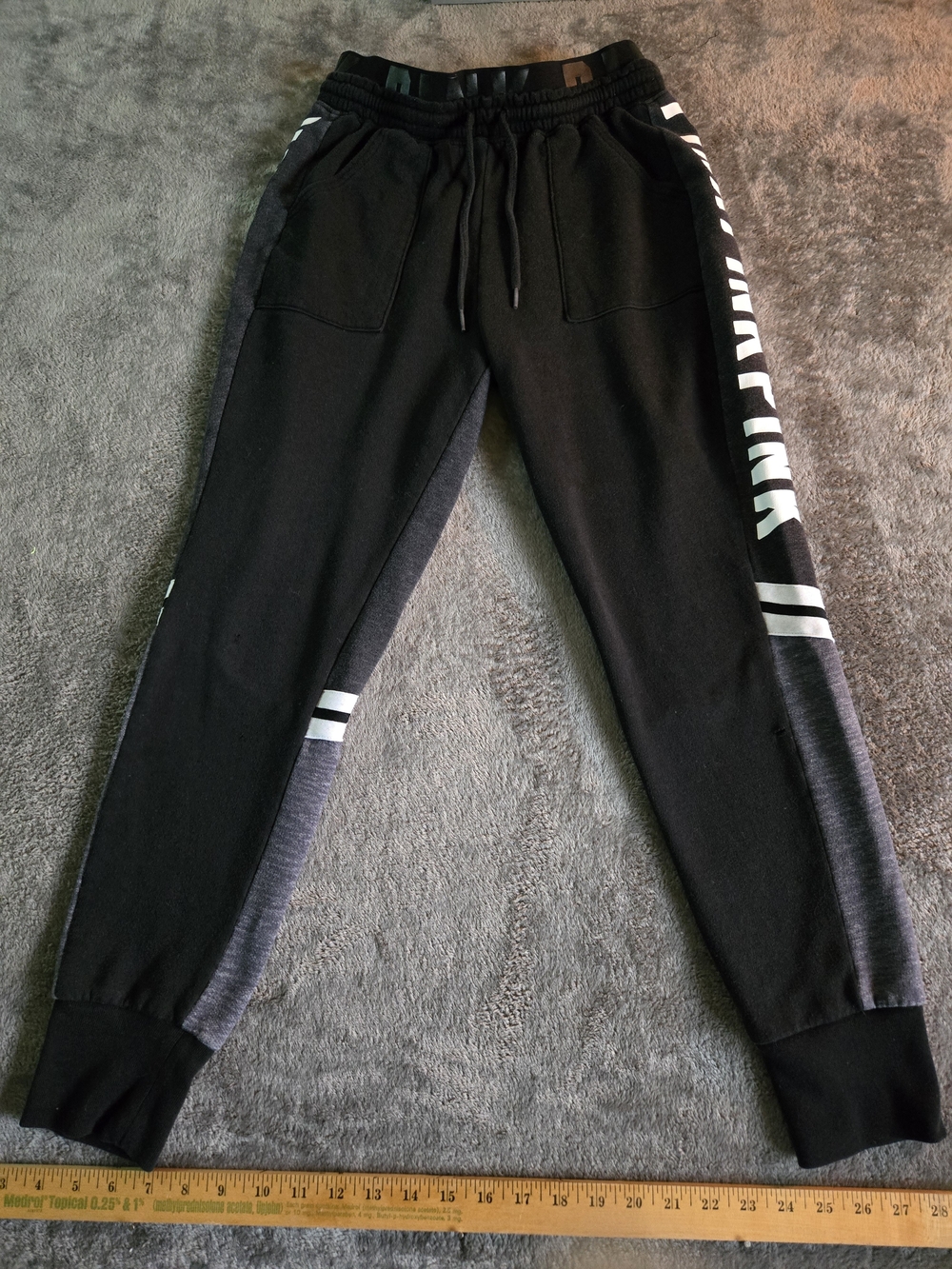 Victoria's Secret Black Joggers with White Side Logo